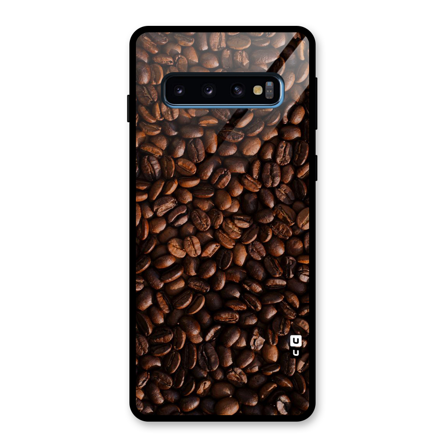 Coffee Beans Scattered Glass Back Case for Galaxy S10