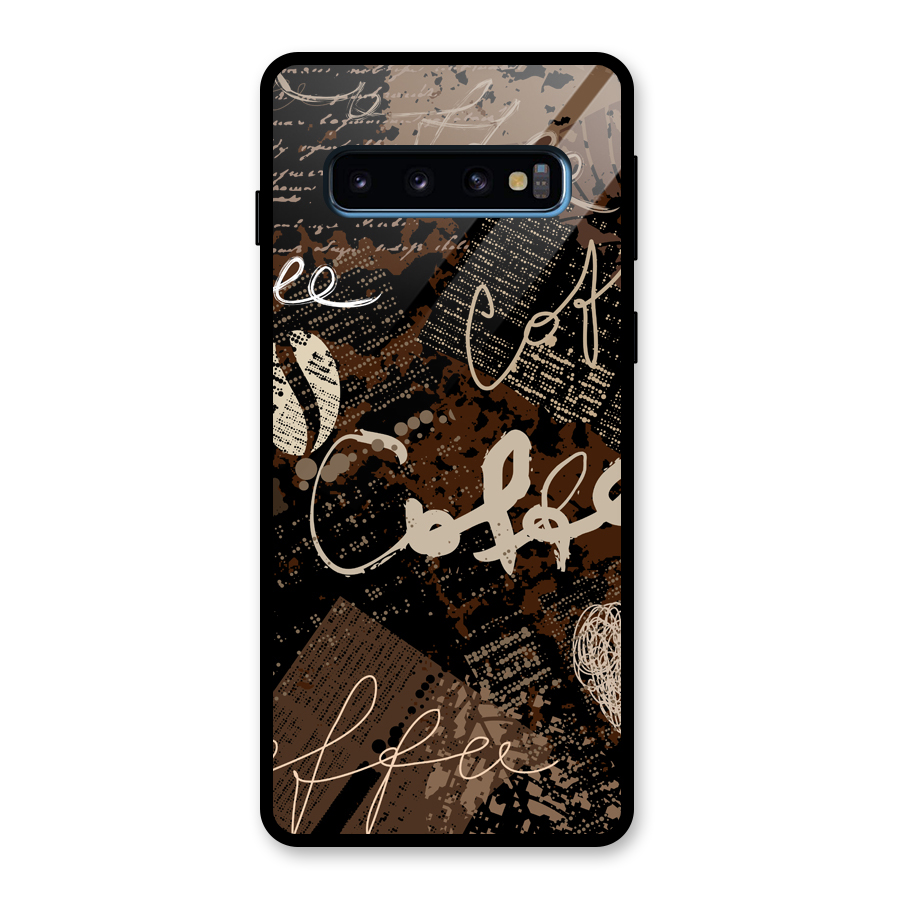 Coffee Scribbles Glass Back Case for Galaxy S10