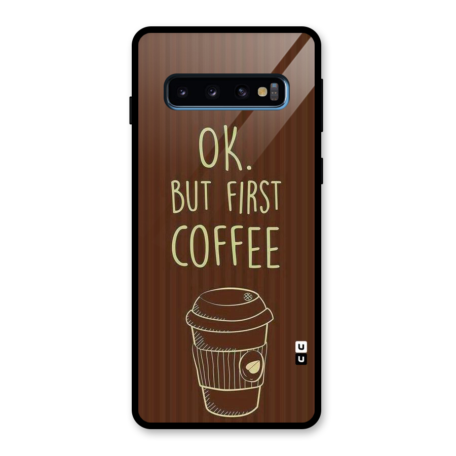 Coffee Stripes Glass Back Case for Galaxy S10