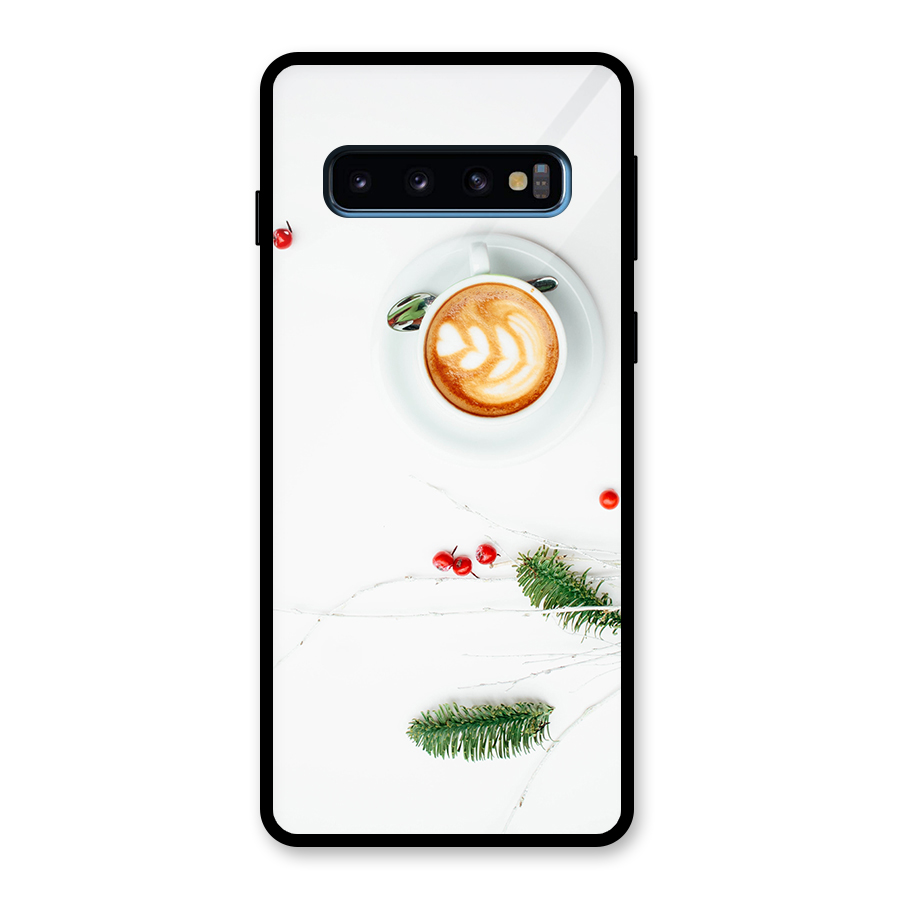 Coffee and Leafs Glass Back Case for Galaxy S10