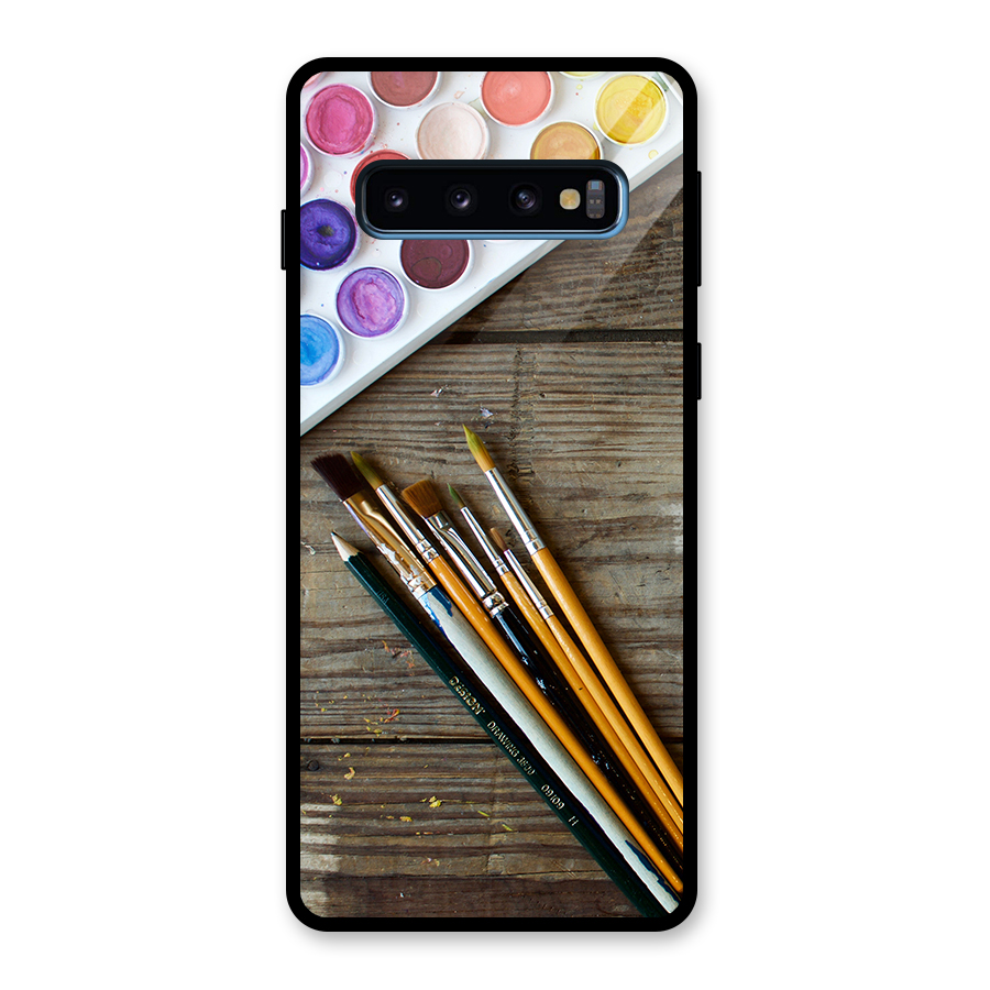 Color Palette and Brush Glass Back Case for Galaxy S10