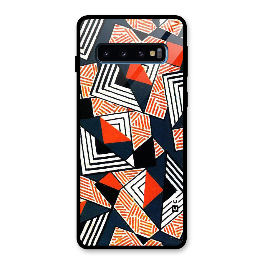 Colored Cuts Pattern Glass Back Case for Galaxy S10