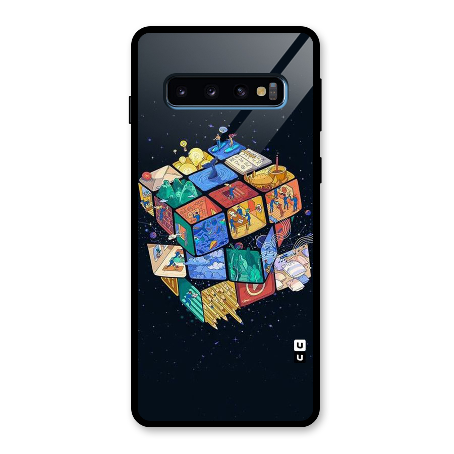Coloured Rubic Glass Back Case for Galaxy S10
