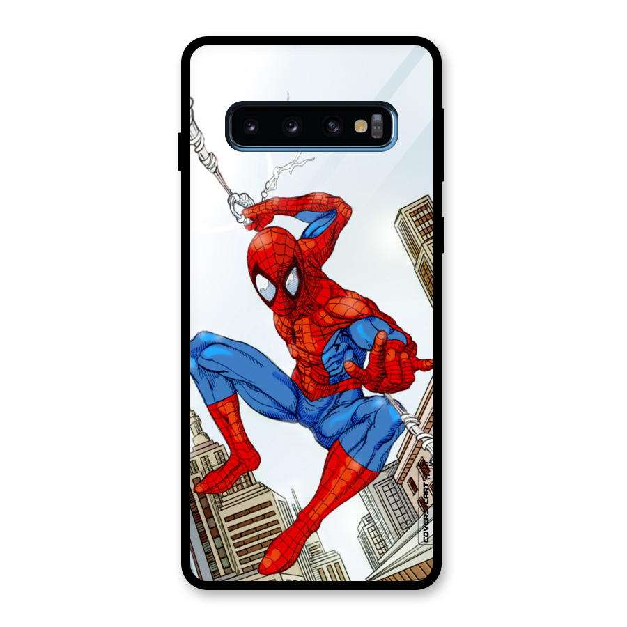 Comic Spider Man Glass Back Case for Galaxy S10