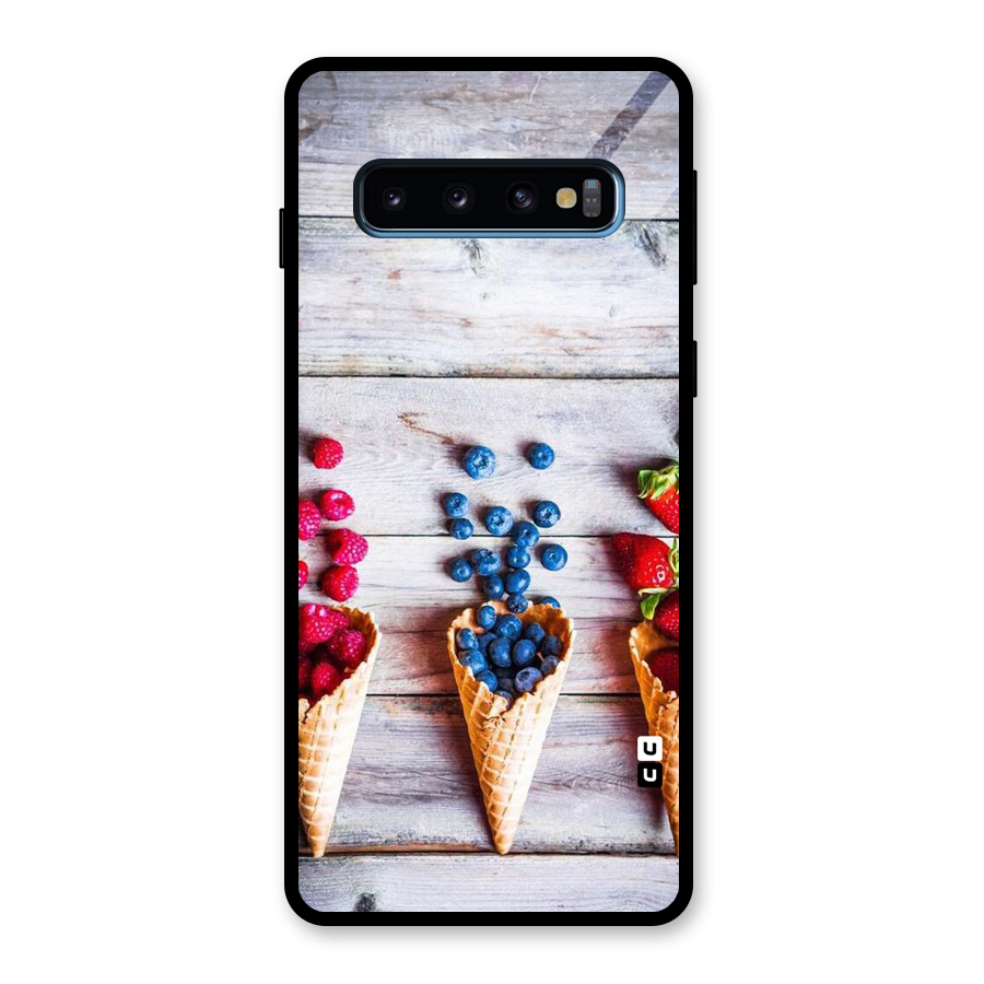 Cone Fruits Design Glass Back Case for Galaxy S10