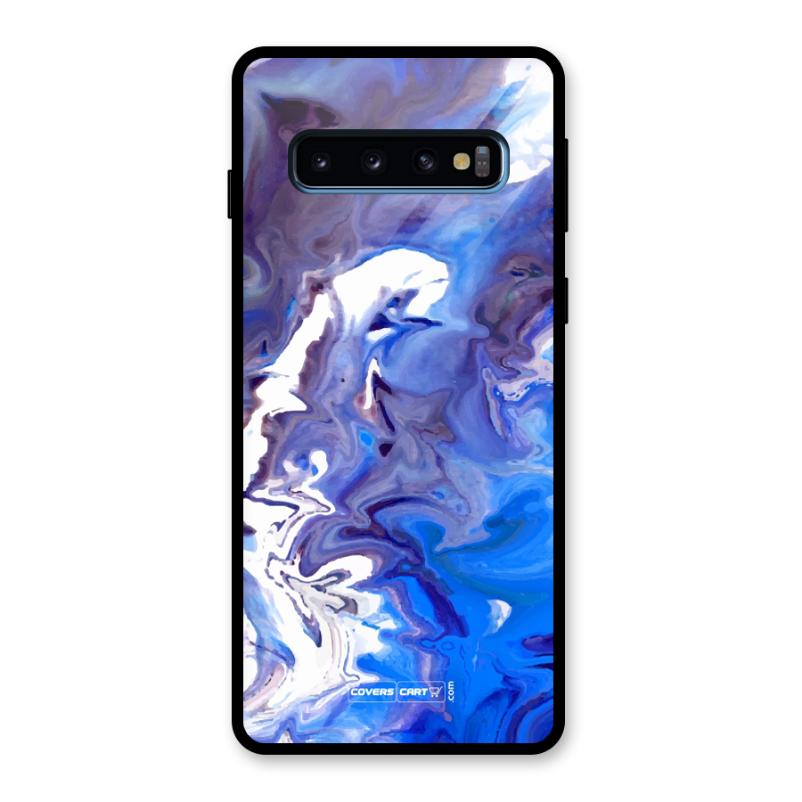 Cool Blue Marble Texture Glass Back Case for Galaxy S10