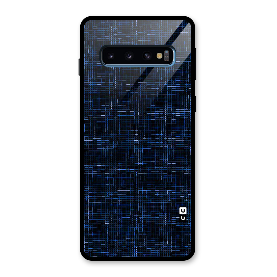Criss Cross Blue Pattern Glass Back Case for Galaxy S10