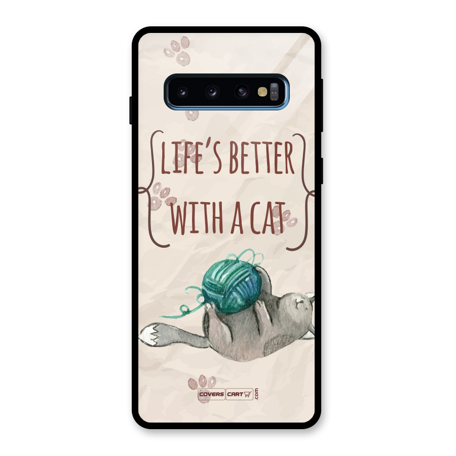 Cute Cat Glass Back Case for Galaxy S10