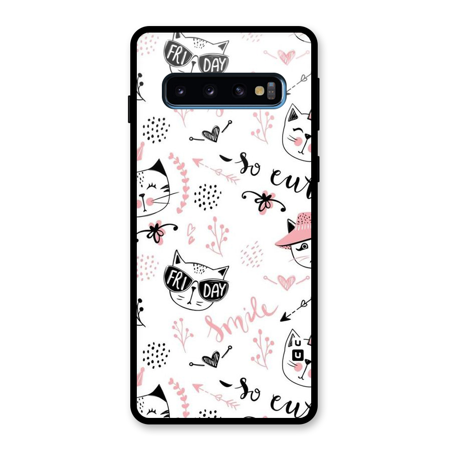 Cute Cat Swag Glass Back Case for Galaxy S10