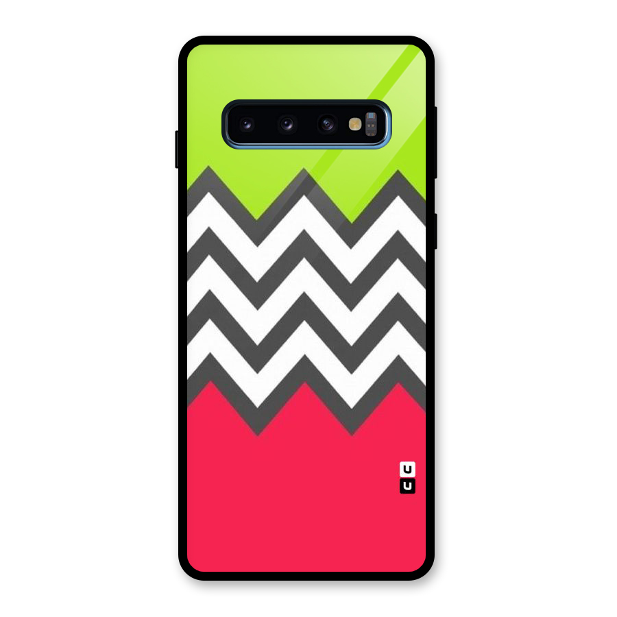 Cute Chevron Glass Back Case for Galaxy S10