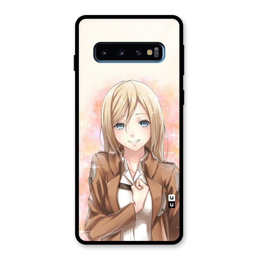 Cute Girl Art Glass Back Case for Galaxy S10