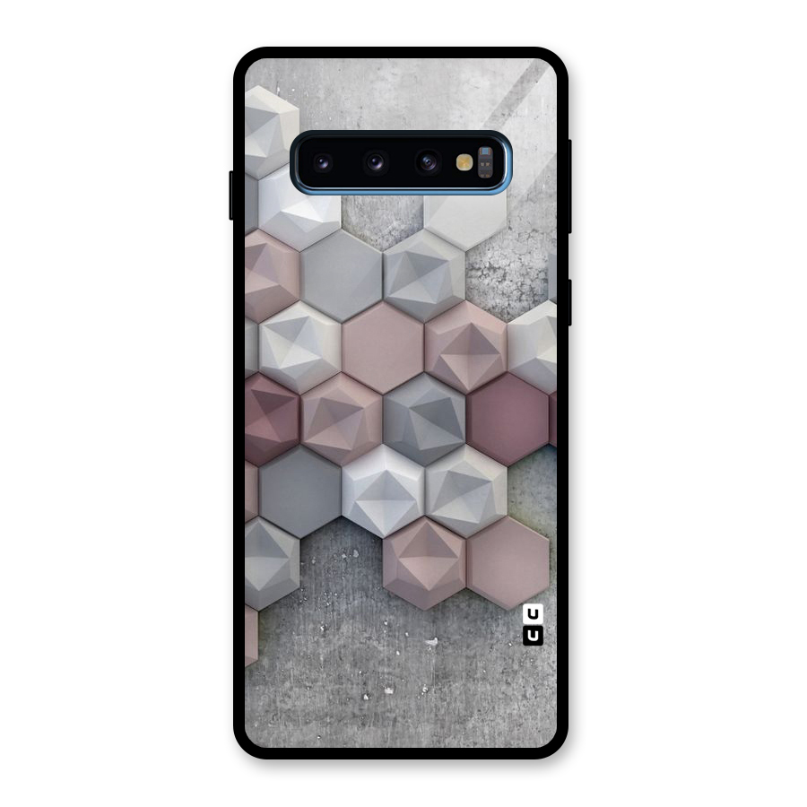 Cute Hexagonal Pattern Glass Back Case for Galaxy S10