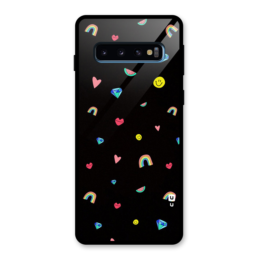 Cute Multicolor Shapes Glass Back Case for Galaxy S10