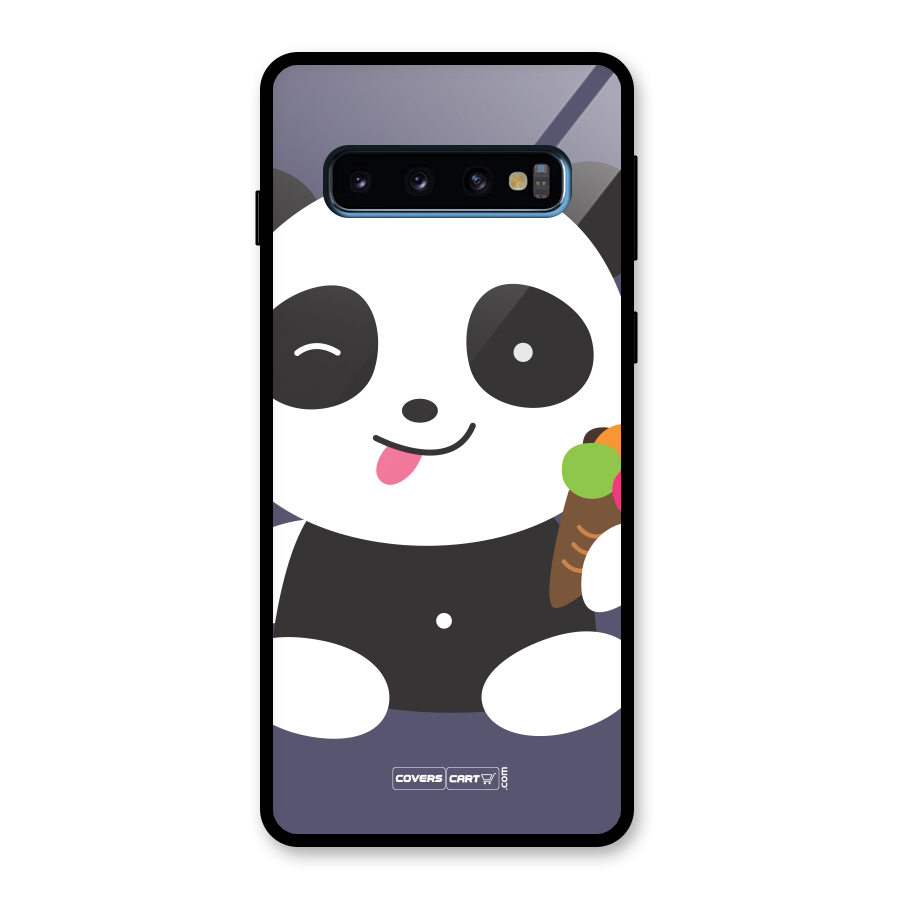 Cute Panda Blue Glass Back Case for Galaxy S10