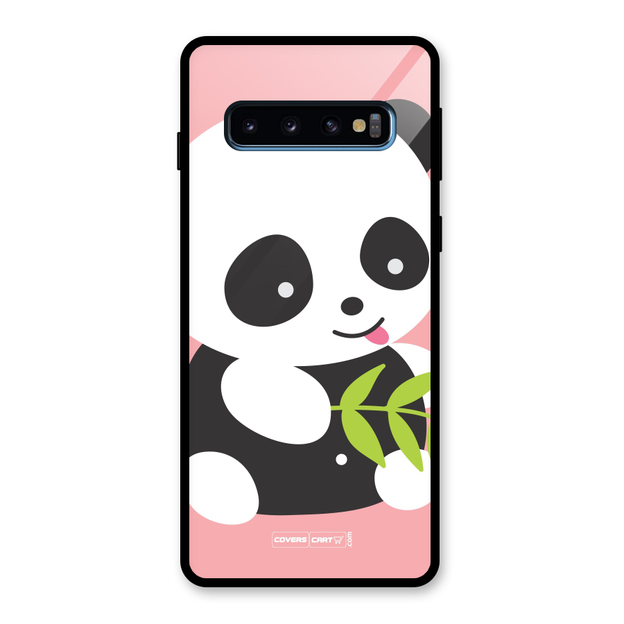 Cute Panda Pink Glass Back Case for Galaxy S10