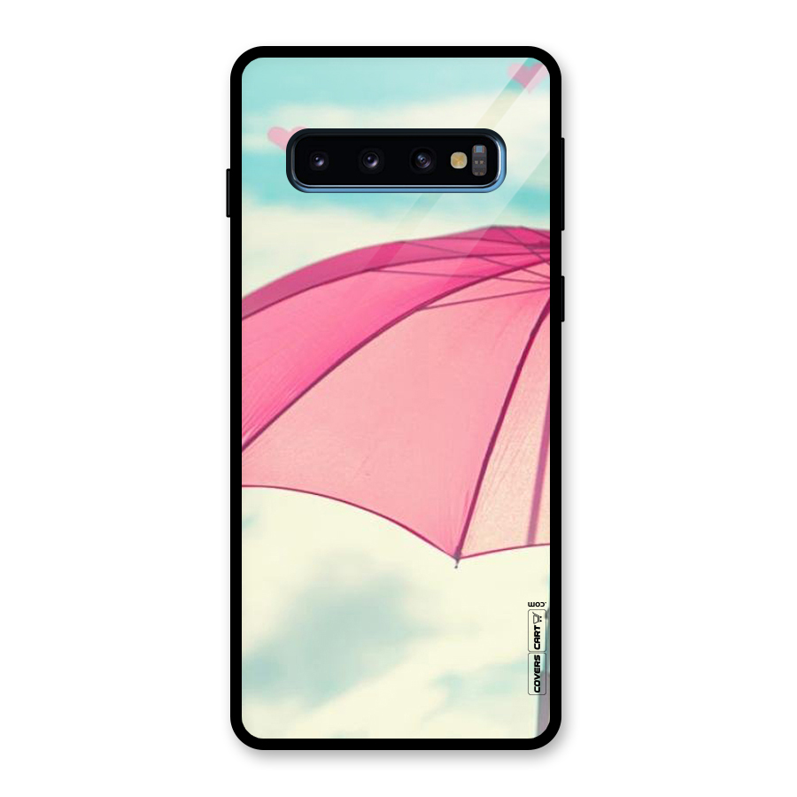 Cute Pink Umbrella Glass Back Case for Galaxy S10