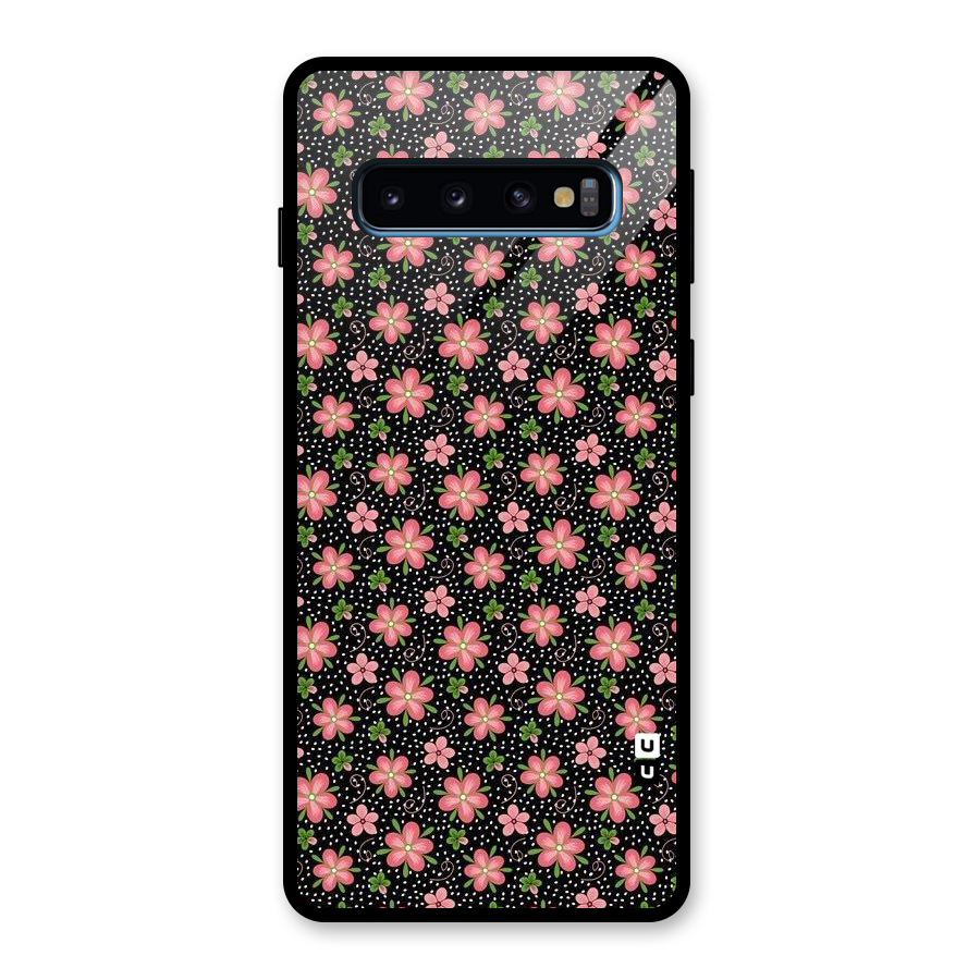 Cute Tiny Flowers Glass Back Case for Galaxy S10