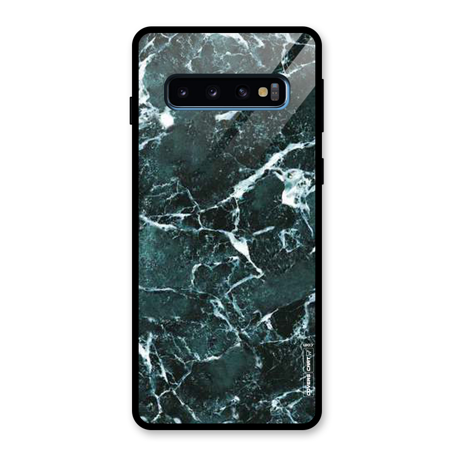 Dark Green Marble Glass Back Case for Galaxy S10