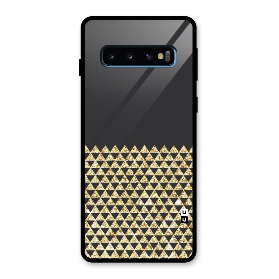Dark Grey Golden Triangles Glass Back Case for Galaxy S10