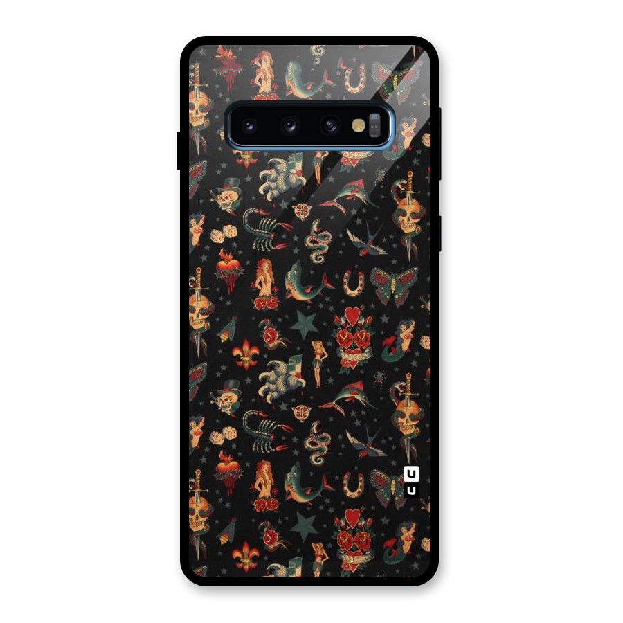 Dark Pattern Glass Back Case for Galaxy S10