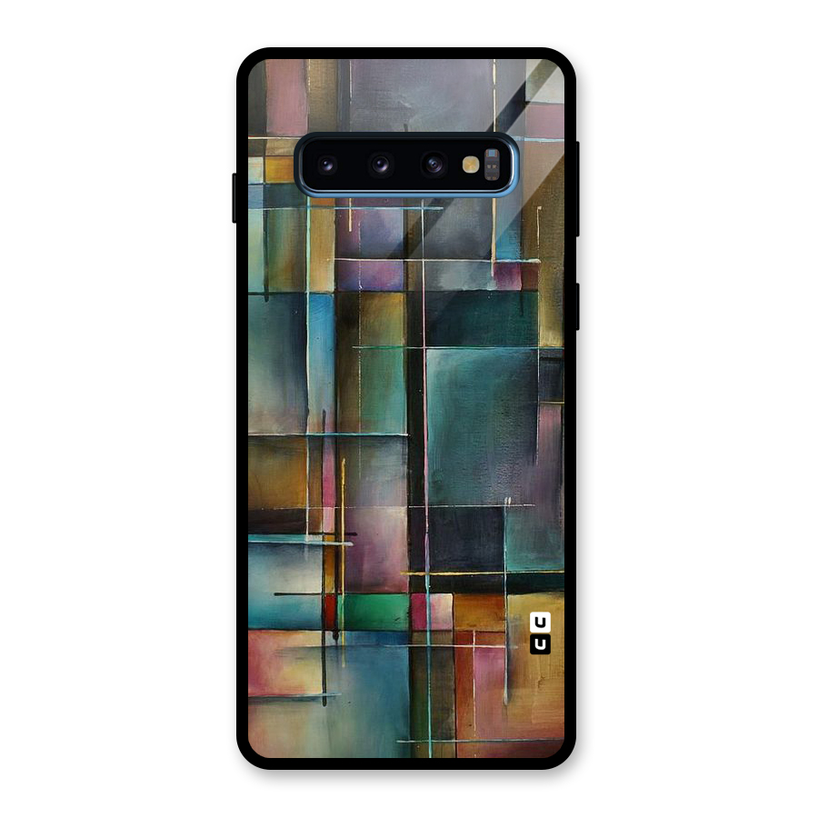 Dark Square Shapes Glass Back Case for Galaxy S10