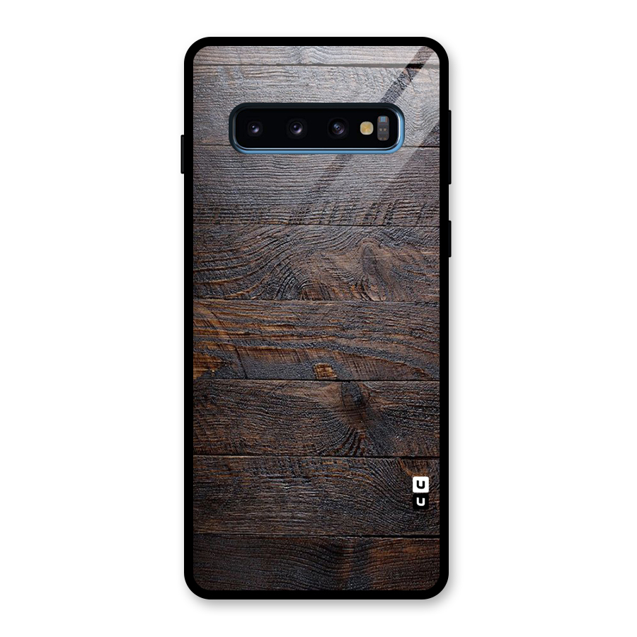 Dark Wood Printed Glass Back Case for Galaxy S10