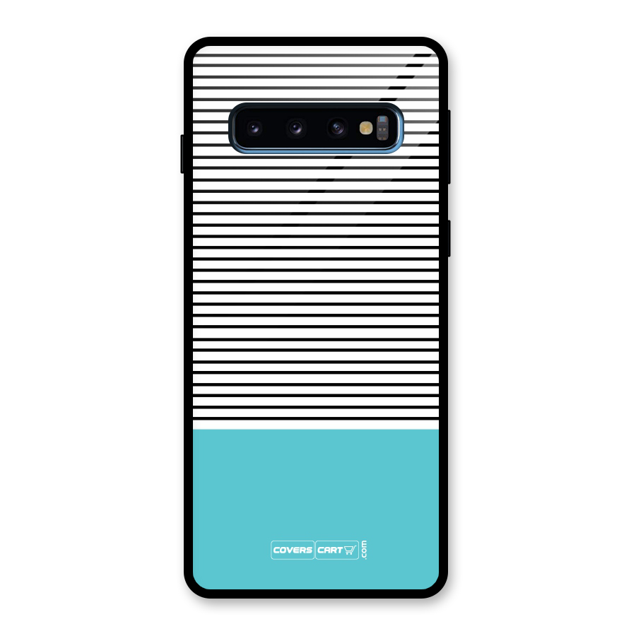Deep Sky Blue Stripes Glass Back Case for Galaxy S10