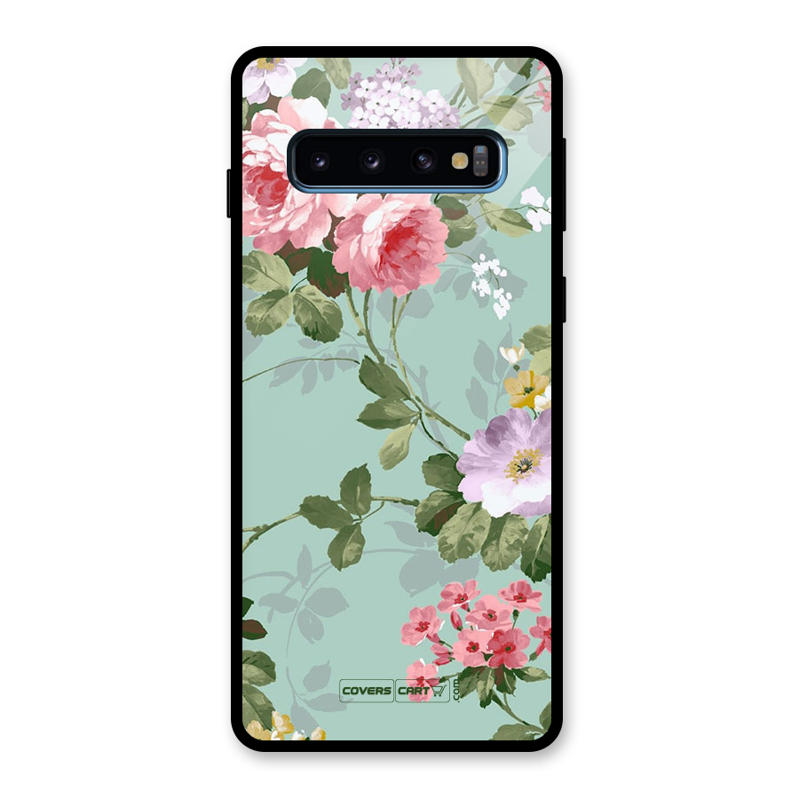 Desinger Floral Glass Back Case for Galaxy S10