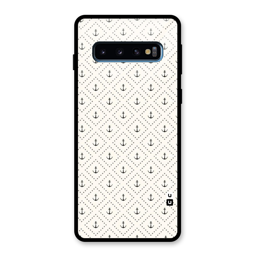 Diamond Anchor Design Glass Back Case for Galaxy S10