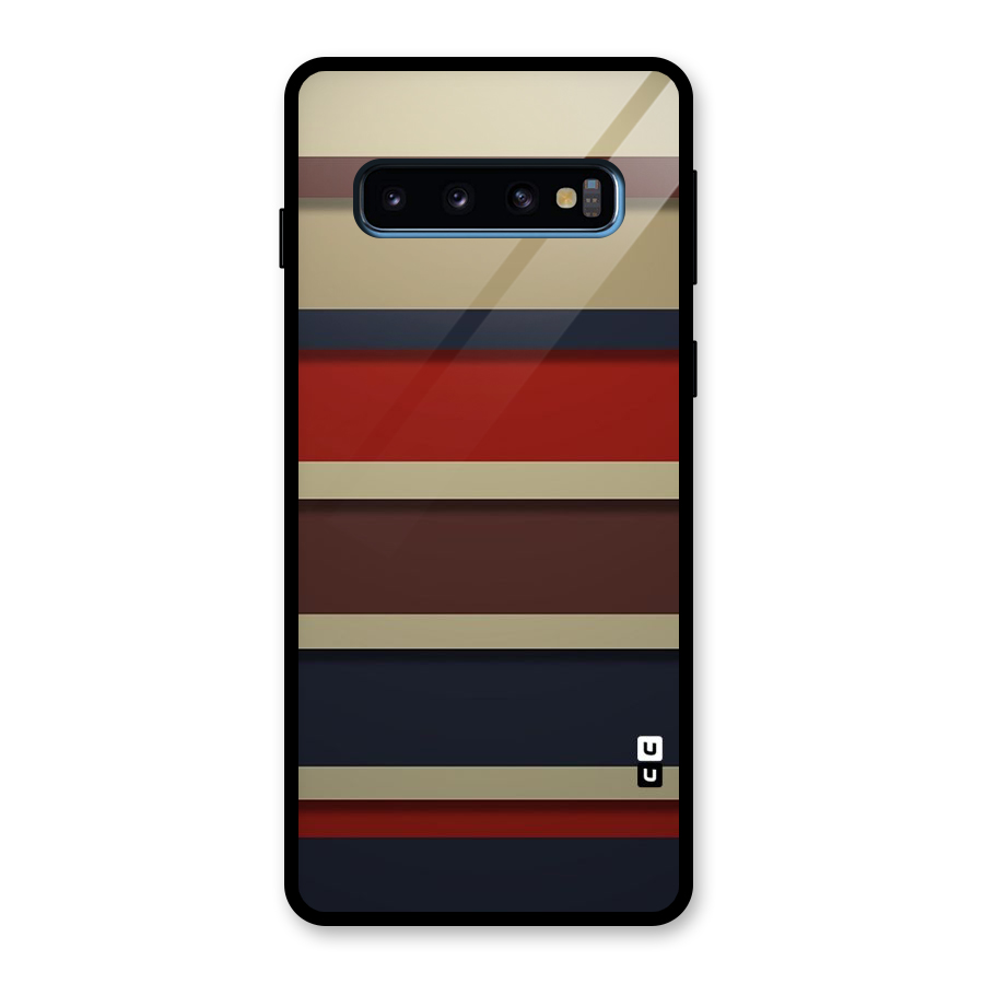 Elegant Stripes Pattern Glass Back Case for Galaxy S10