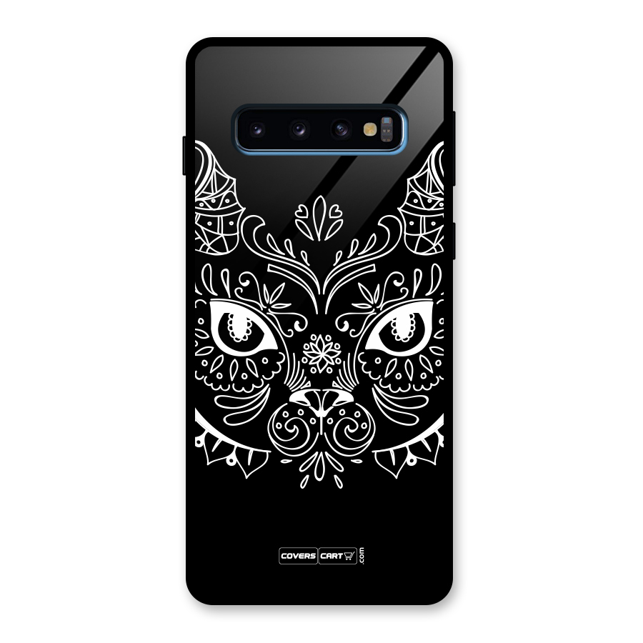 Ethnic Cat Design Glass Back Case for Galaxy S10