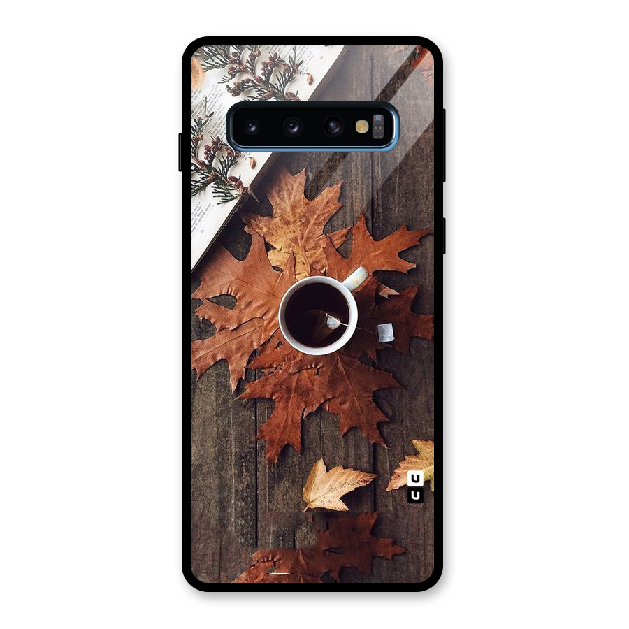 Fall Leaf Coffee Glass Back Case for Galaxy S10