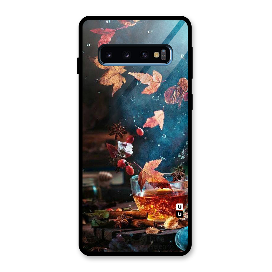 Falling Leaves Tea Glass Back Case for Galaxy S10