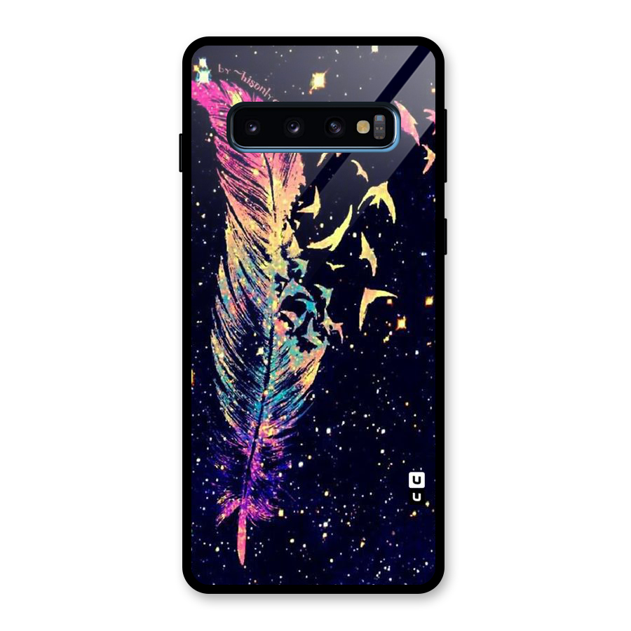Feather Bird Fly Glass Back Case for Galaxy S10