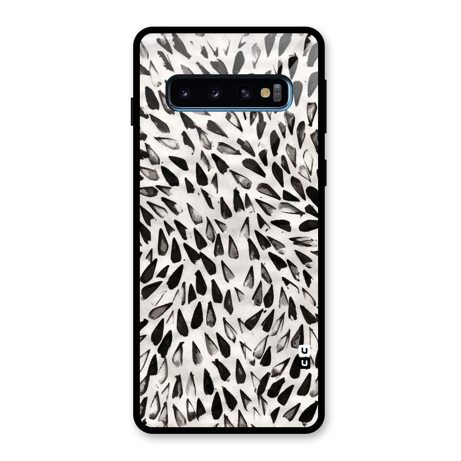 Feather Pattern Colorless Glass Back Case for Galaxy S10