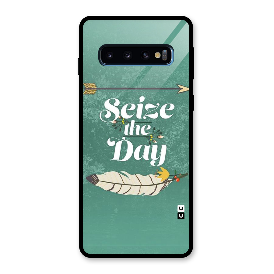 Feather Seize Glass Back Case for Galaxy S10