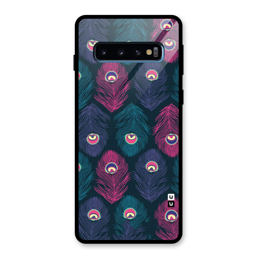 Feathers Patterns Glass Back Case for Galaxy S10