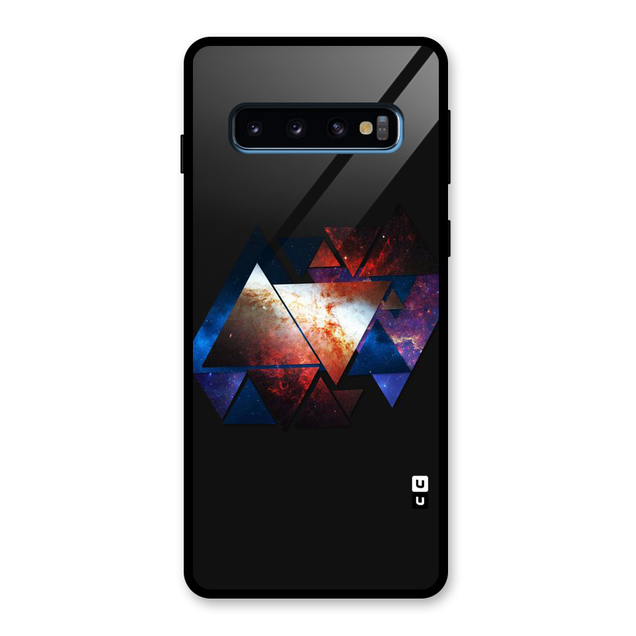 Fire Galaxy Triangles Glass Back Case for Galaxy S10