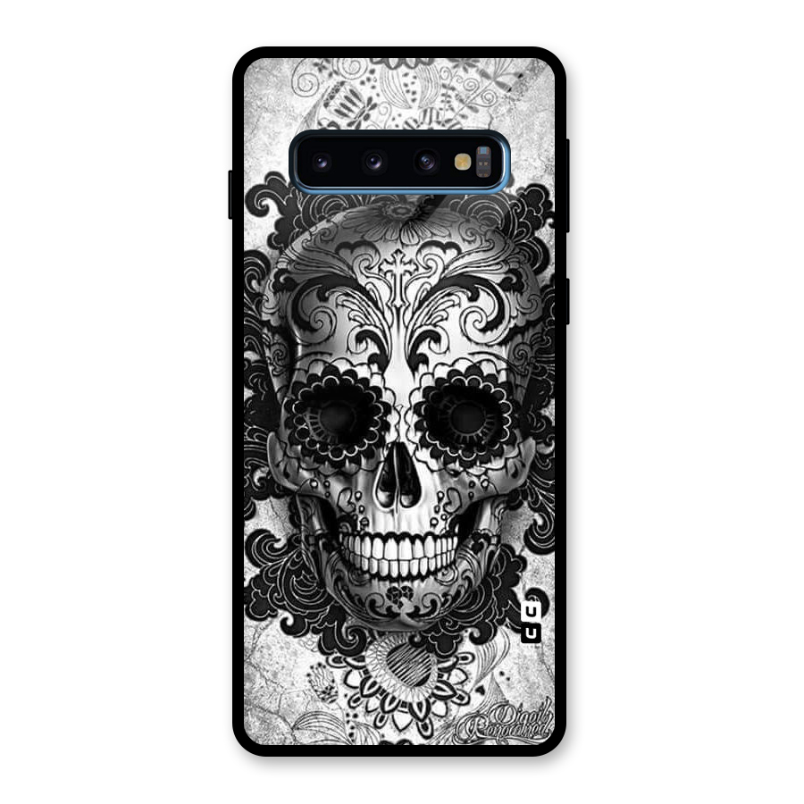 Floral Ghost Glass Back Case for Galaxy S10
