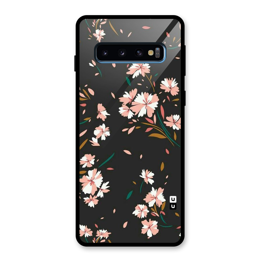 Floral Petals Peach Glass Back Case for Galaxy S10