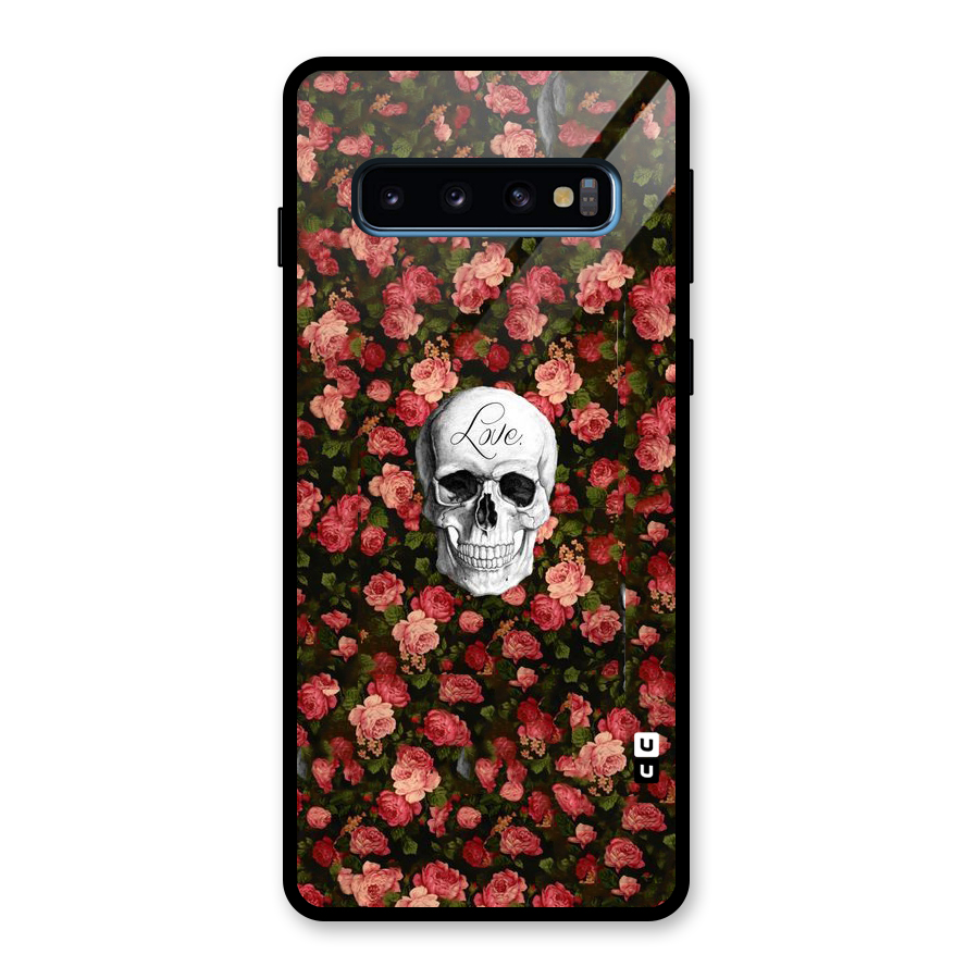 Floral Skull Love Glass Back Case for Galaxy S10