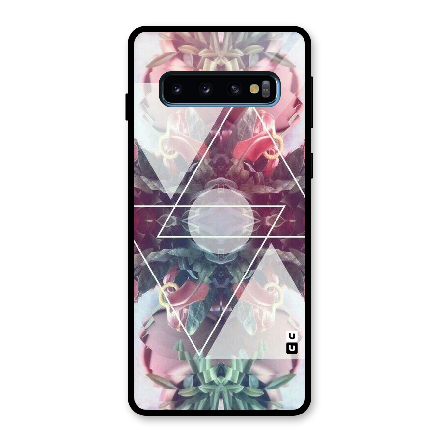 Floral Triangle Glass Back Case for Galaxy S10