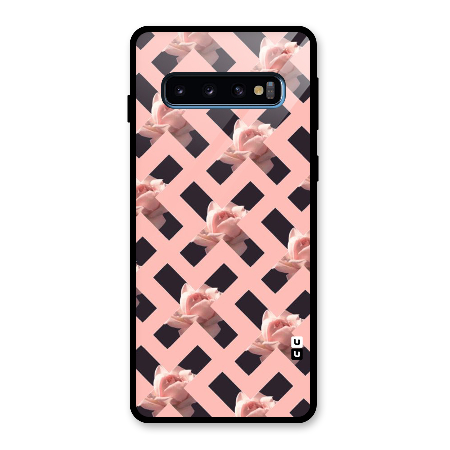 Floral X Design Glass Back Case for Galaxy S10
