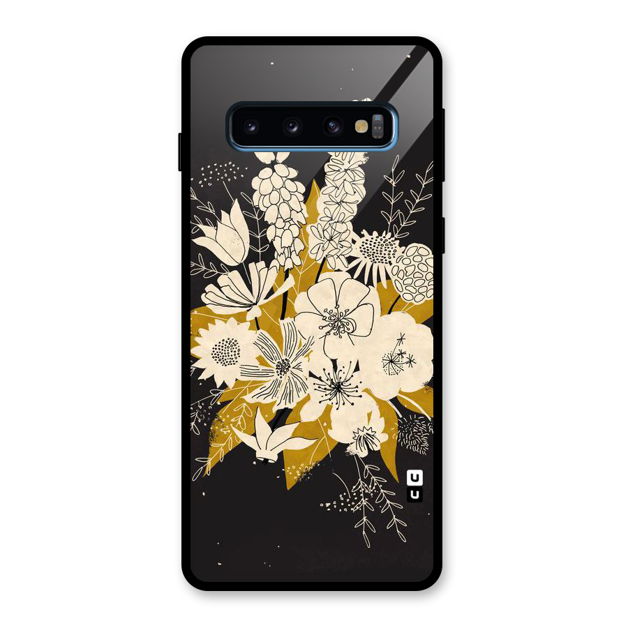 Flower Drawing Glass Back Case for Galaxy S10