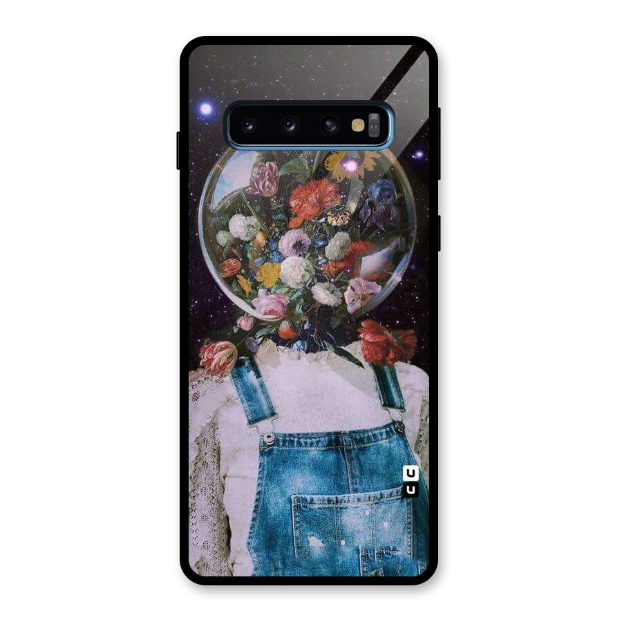 Flower Face Glass Back Case for Galaxy S10
