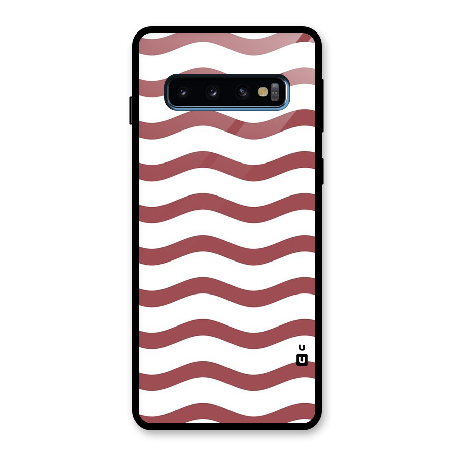 Flowing Stripes Red White Glass Back Case for Galaxy S10