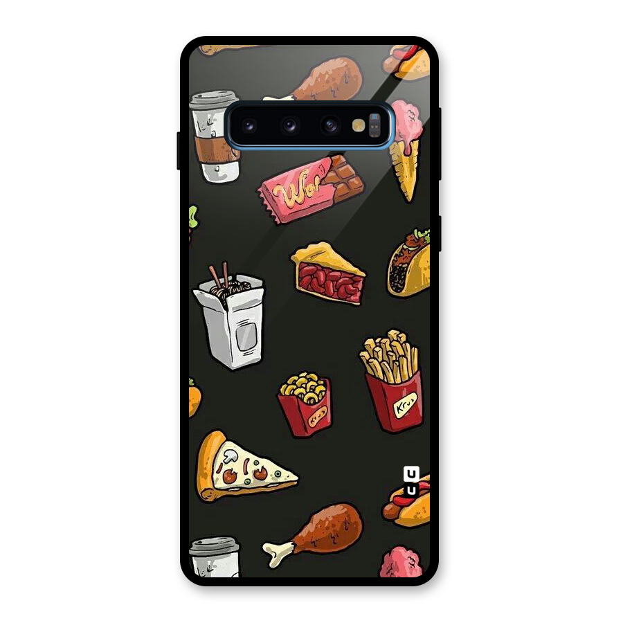 Foodie Pattern Glass Back Case for Galaxy S10