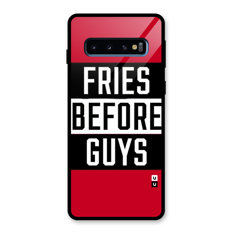 Fries Love Stripes Glass Back Case for Galaxy S10