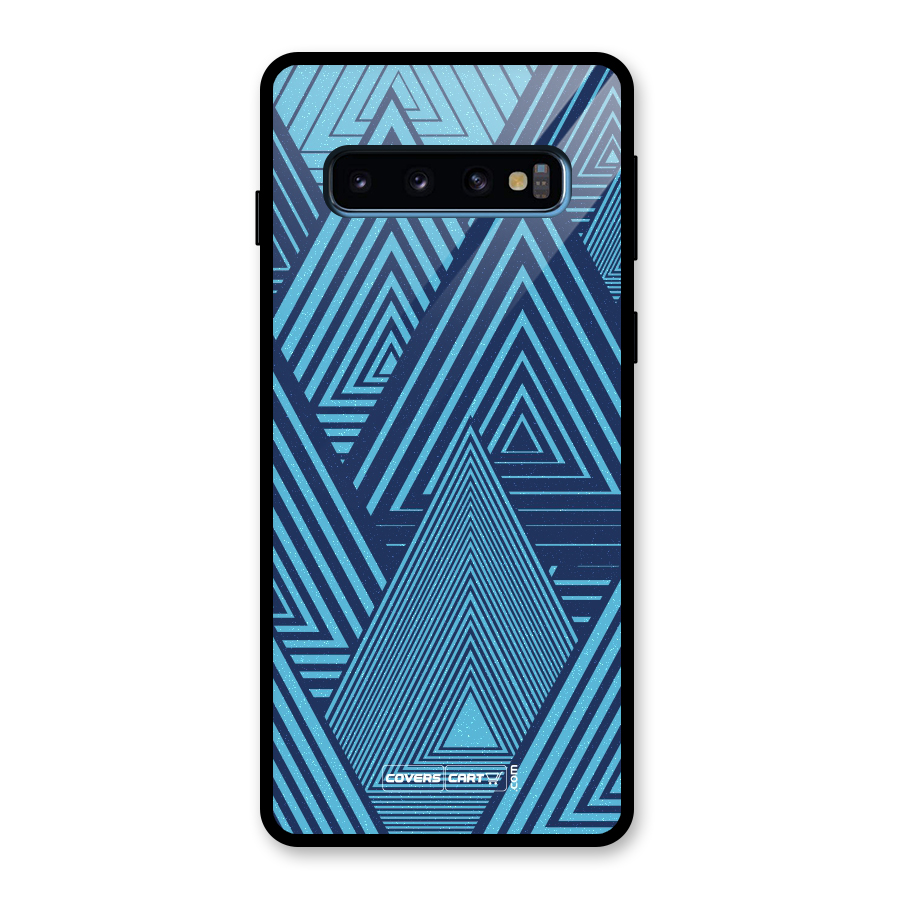 Geometric Blue Print Glass Back Case for Galaxy S10