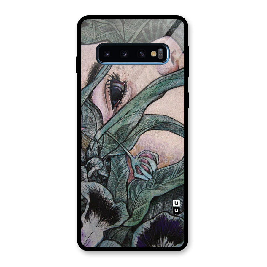 Girl Grass Art Glass Back Case for Galaxy S10
